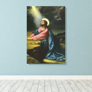 Vintage Jesus Kristus Praying, Gethsemane Garden Canvastryck