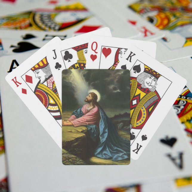 Vintage Jesus Kristus Praying, Gethsemane Garden Casinokort (Skapare uppladdad)