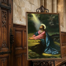 Vintage Jesus Kristus som ber, Getsemane trädgårde