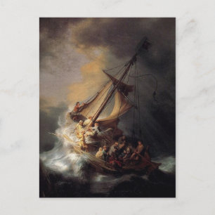 Vintage Jesus lugnande stormmålning Vykort