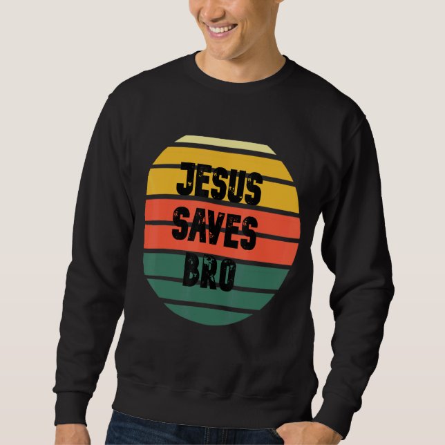 Vintage Jesus sparar Bro Essential Lång Ärmad Tröja (Framsida)
