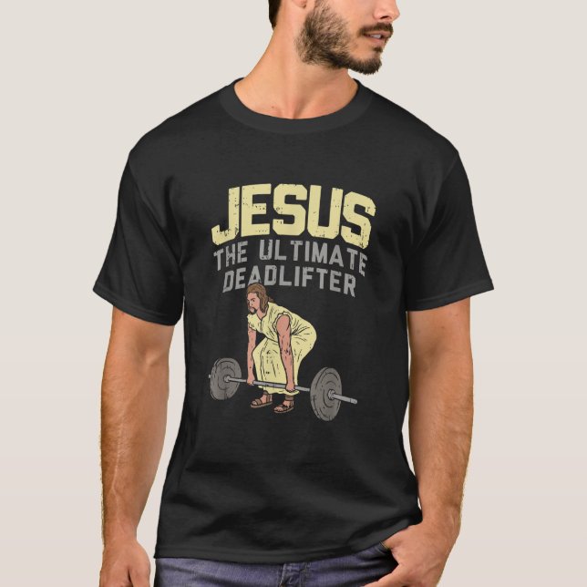 Vintage Jesus Ultimate Deadlifter Funny Kristus T Shirt (Framsida)