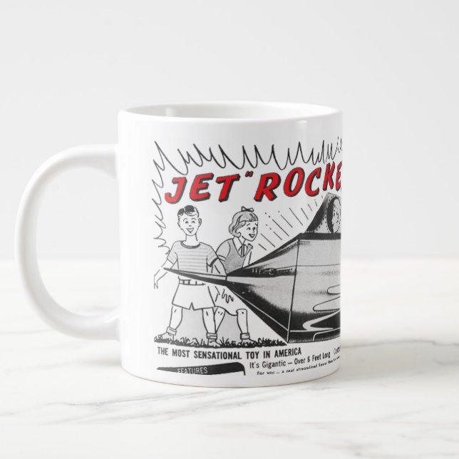 Vintage Jet Rocket Rymdskeppsannons  Jumbo Mugg (Vänster)