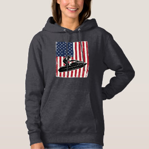 Vintage Jet Ski Amerikansk Flagga Vektor T-Shirt D