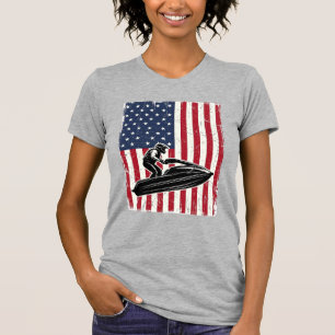 Vintage Jet Ski Amerikansk Flagga Vektor T-Shirt D