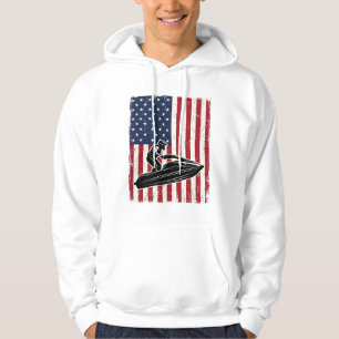 Vintage Jet Ski Amerikansk Flagga Vektor T-Shirt D Hoodie