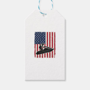 Vintage Jet Ski Amerikansk Flagga Vektor T-Shirt D Presentetikett