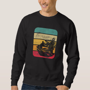 Vintage Jet Ski Retro Stil Sunset Sjö Life Vatten Lång Ärmad Tröja