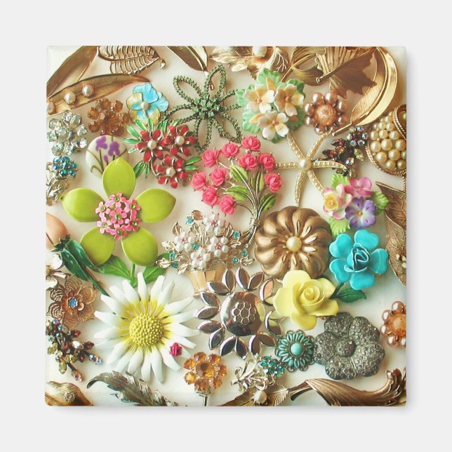 Vintage Jewels Blommigt Magnet (Framsidan)