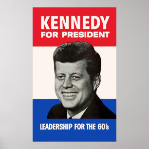Vintage JFK Kennedy för president 1960 kampanj Poster