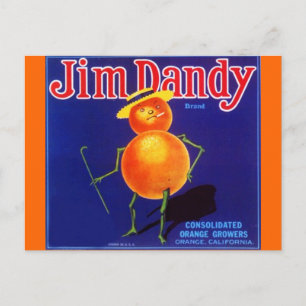 Vintage Jim Dandy Anthropomorphic Orange Postcard Vykort
