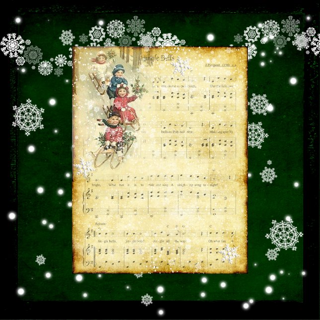 Vintage Jingle Klockor Scrapbook Papper (Vintage Jingle Bells Scrapbook Paper)