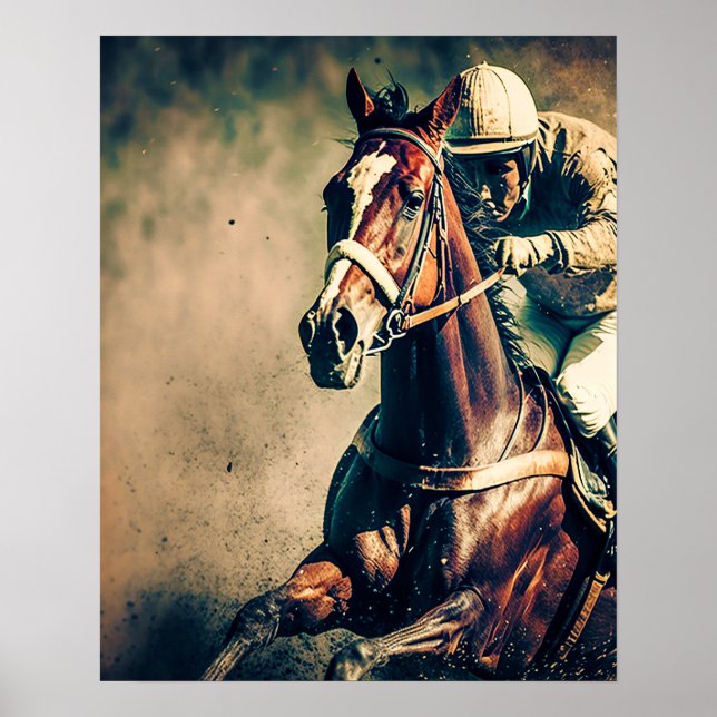 Vintage Jockey Horse Tävla Art Poster (Framsidan)