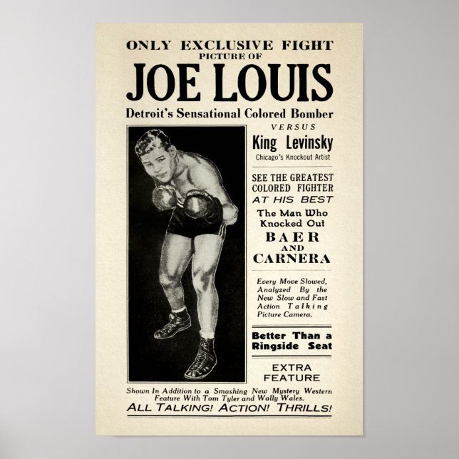 Vintage Joe Lewis Fight Poster (Framsidan)