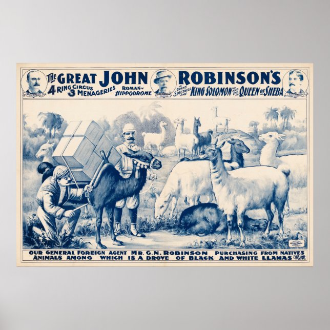 Vintage John Robinson Circus Poster (Framsidan)
