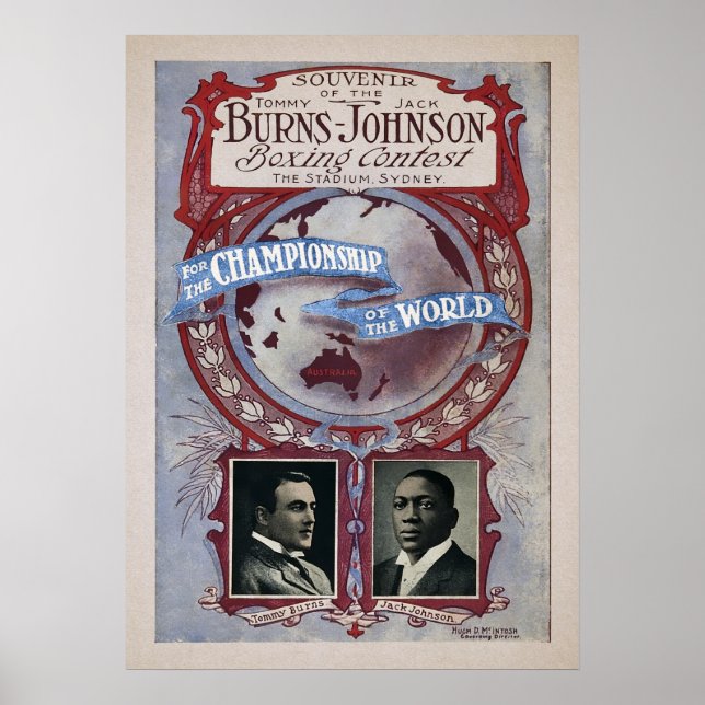 Vintage Johnson Burns Fight Souvenir Poster (Framsidan)