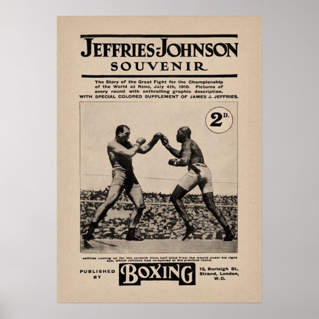 Vintage Johnson Jeffries Fight Souvenir Cover Poster (Framsidan)