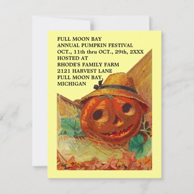 Vintage JOL PUMPKIN HARVEST Carving Inbjudningar (Framsida)