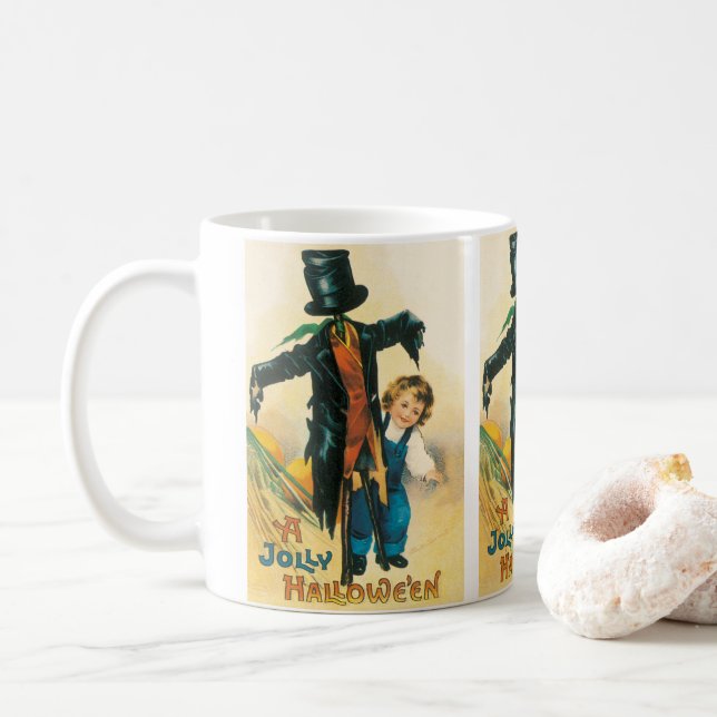 Vintage Jolly Halloween Scarecrow Ellen Clapsaddle Kaffemugg (Med munk)