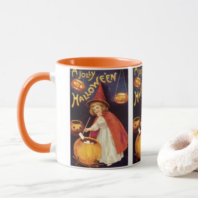 Vintage Jolly Halloween Witch av Ellen Clapsaddle Mugg (Med munk)