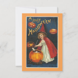 Vintage Jolly Halloween Witch och Pumpkins
