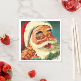 Vintage Jolly Jultomten Ansikte Pappersservett