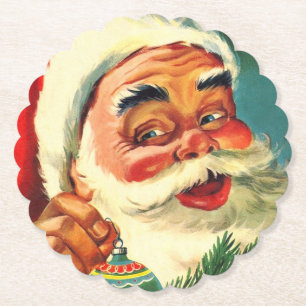 Vintage Jolly Jultomten Ansikte Underlägg Papper