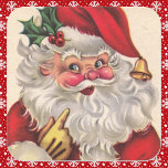 Vintage Jolly Jultomten Cute-julen Fyrkantigt Klistermärke<br><div class="desc">Vintage Jultomten Uppsättning med 20 kvadratstreck för omslag</div>
