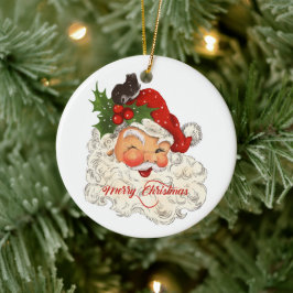 Vintage Jolly Jultomten God jul familj Julgransprydnad Keramik