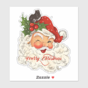 Vintage jolly Jultomten God jul retro Klistermärken