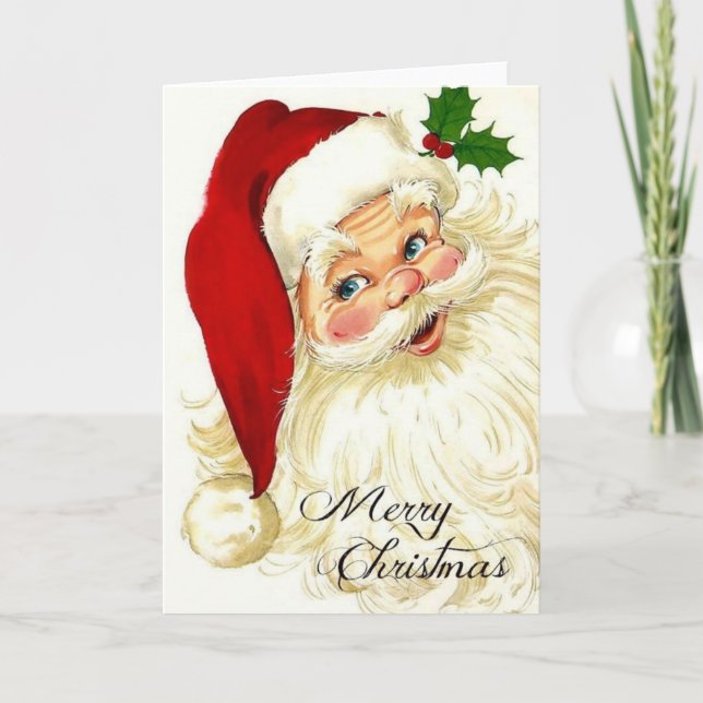 Vintage Jolly Jultomten Helgkort (Framsida)