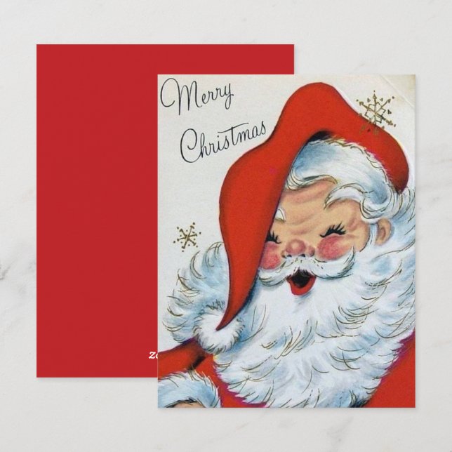 Vintage Jolly Jultomten jul Julkort (Fram/baksida)