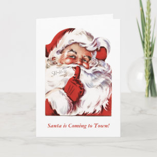 Vintage Jolly Old Santa Shhh Julhälsningar kort