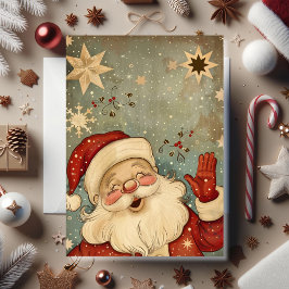 Vintage Jolly Santa Claus Christmas Kort