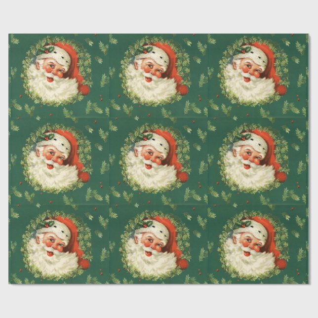 Vintage Jolly Santa Presentpapper (Platt)