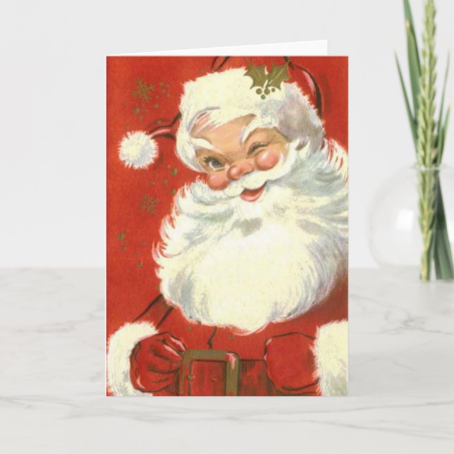 Vintage Jolly Winking Jultomten Helgkort (Framsida)
