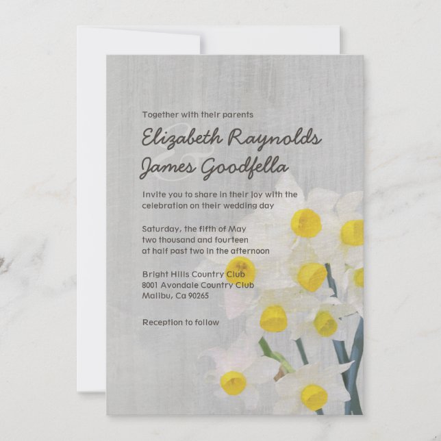 Vintage Jonquil Bröllopsinbjudningar Inbjudningar (Framsida)