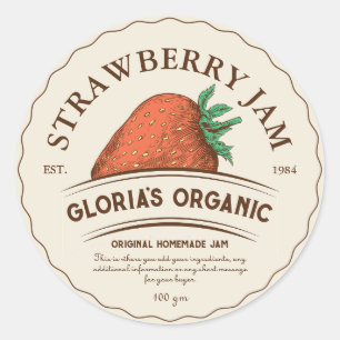 Vintage Jordberry Fruit Sylt Livsmedelsmärke Runt Klistermärke