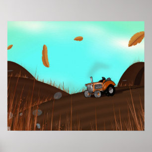 Vintage jordbrukstraktor poster