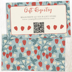Vintage Jordgubb Baby Shower QR-Gåstlista Tilläggskort