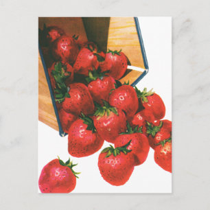 Vintage Jordgubbar i Basket, Berries av livsmedels Vykort