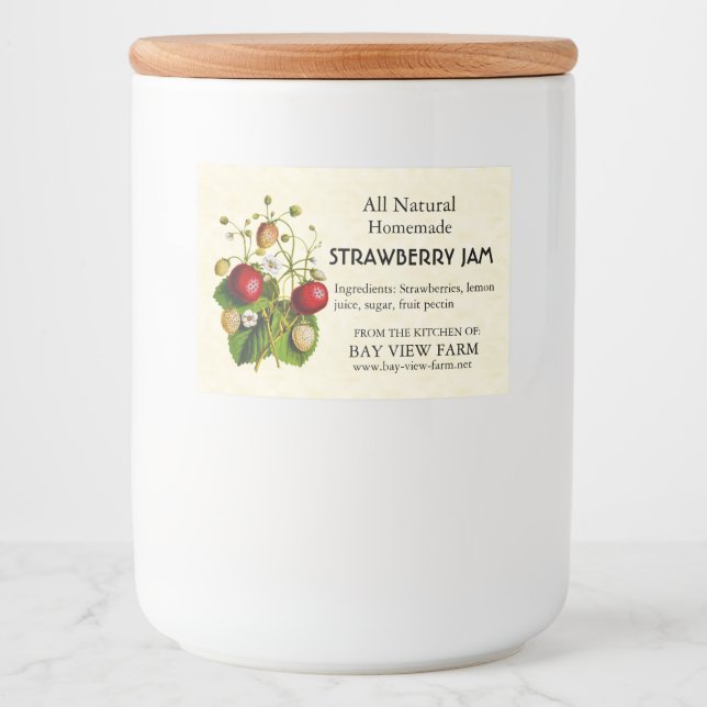 Vintage Jordgubbar Mat Etiketter (Framsida)