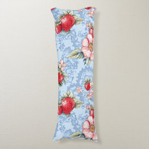 Vintage Jordgubbar och blommor Mönster Kroppskudde