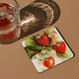 Vintage jordgubbar underlägg papper kvadrat