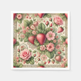 Vintage Jordgubbe 1:a födelsedag Party Pappersservett