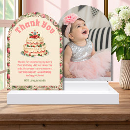 Vintage Jordgubbe 1:a födelsedag - tack för ditt k Inbjudningar