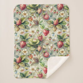 Vintage Jordgubbe Garden Botaniskt vattenfärg