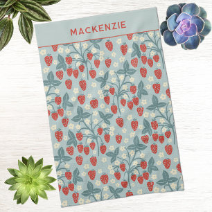 Vintage Jordgubbs Cottagecore Blommig Botanisk Kökshandduk