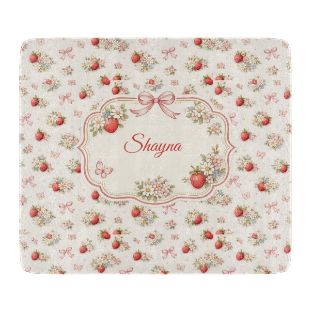 Vintage Jordgubbsblomma Sömlös cottagecore (Framsidan)
