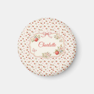 Vintage Jordgubbsblomma Sömlös cottagecore Magnet